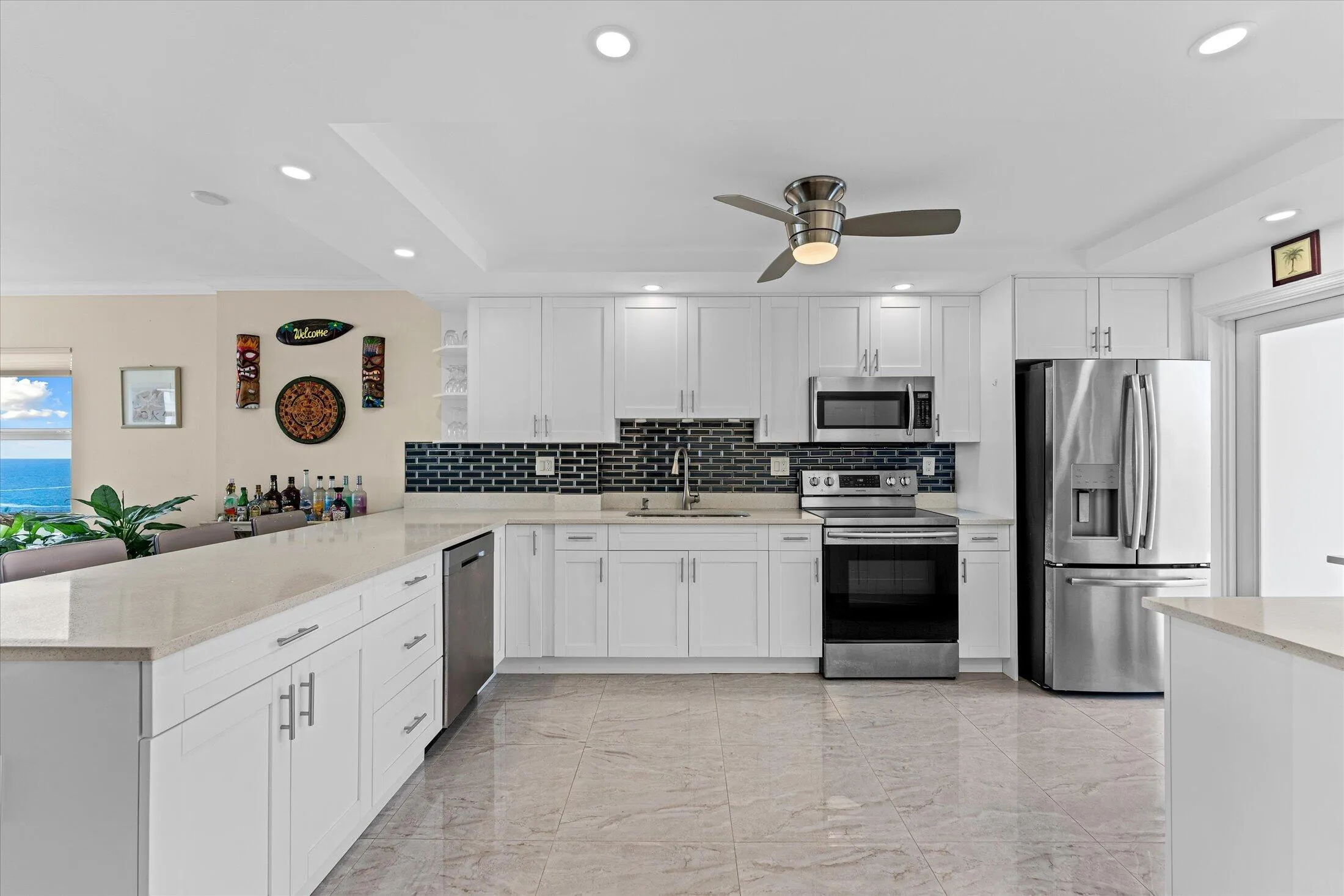 Open, renovated kitchen