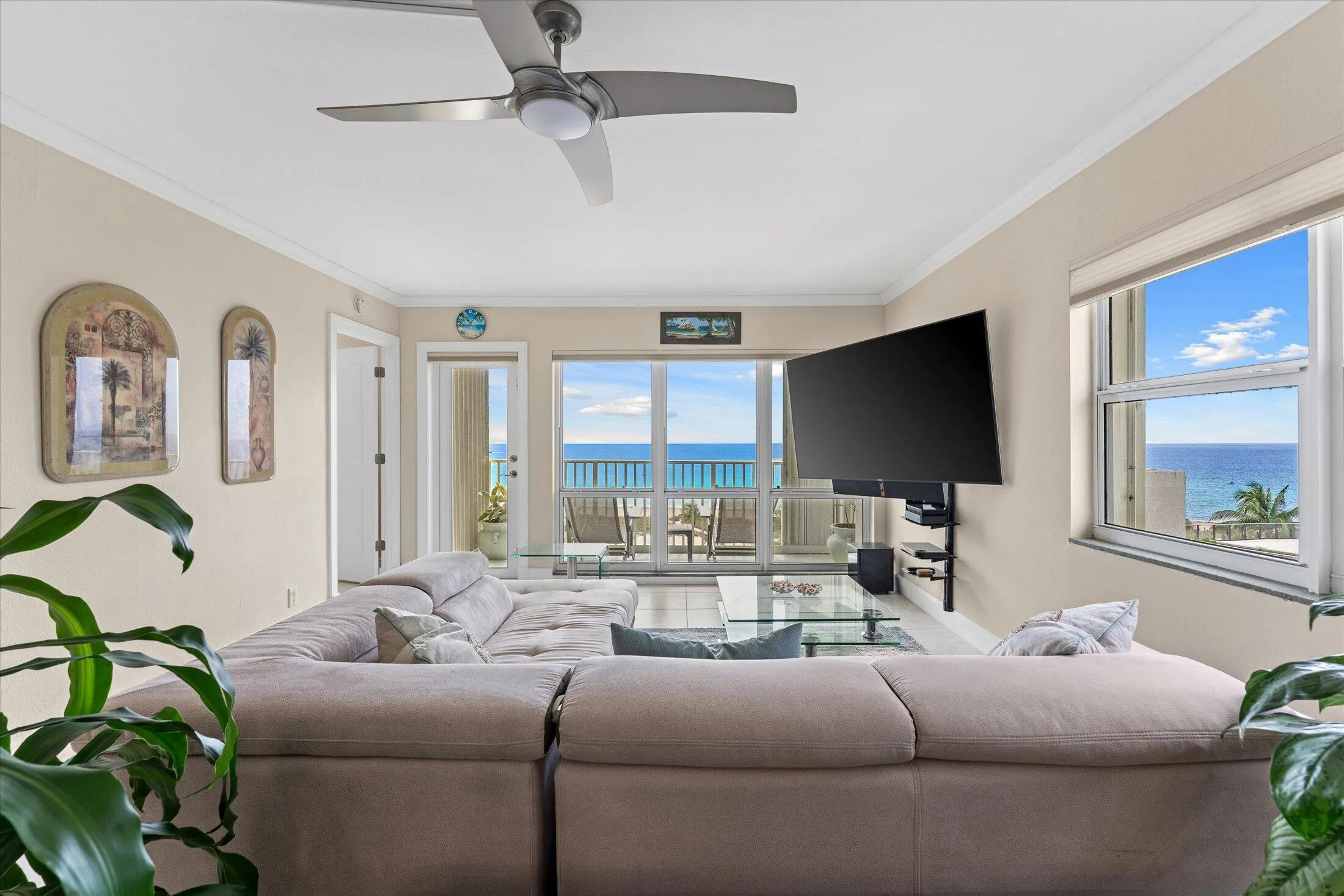 Living room with a view. End unit offers extra light from south window.