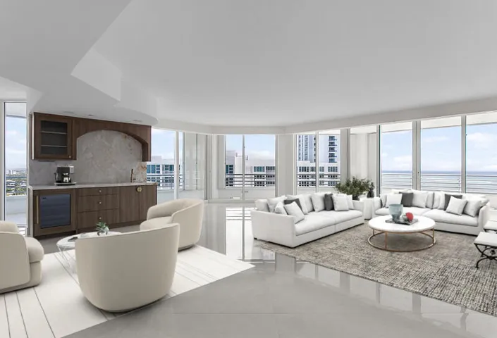 Living Room & Bar Area Virtually Staged