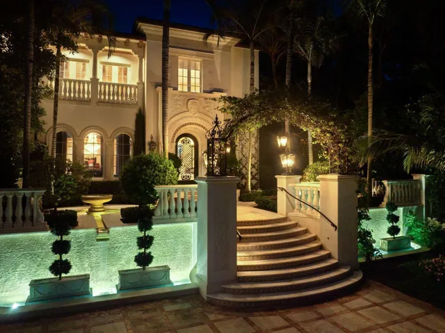 Beautiful lighting and fountains.