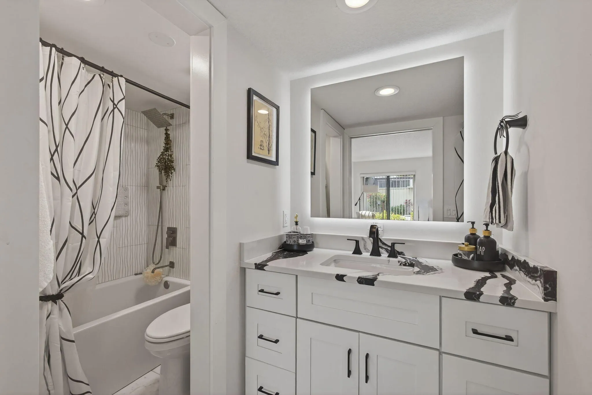 Upgraded, brightened; LED-framed mirror