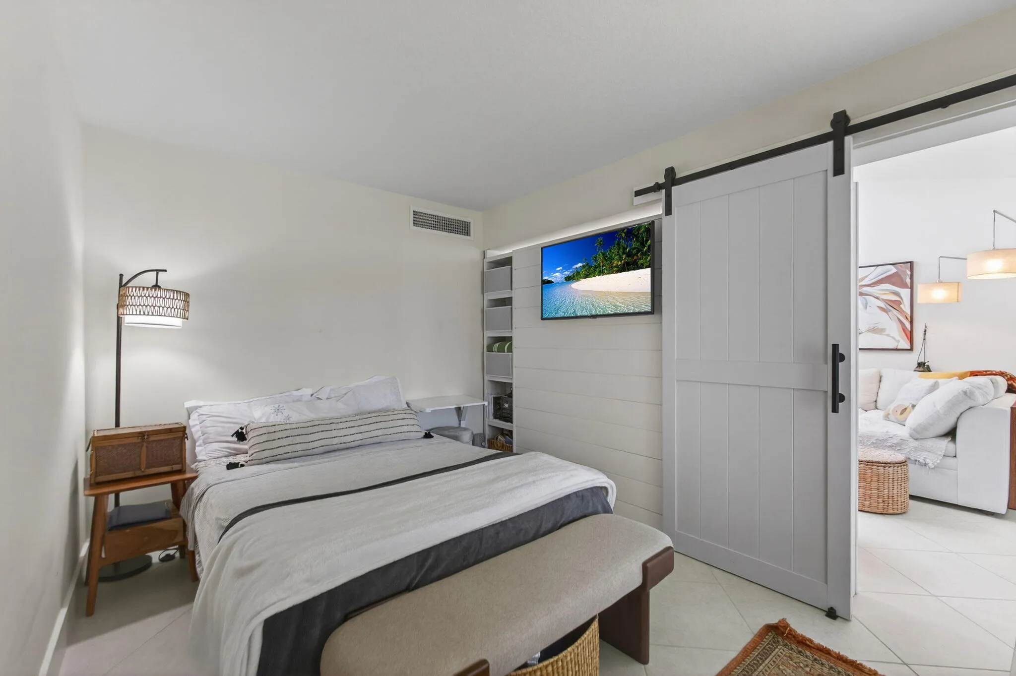 This convertible den provides more space for storage & entertainment.