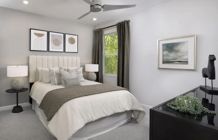 Stock photos represent builder's floorplan