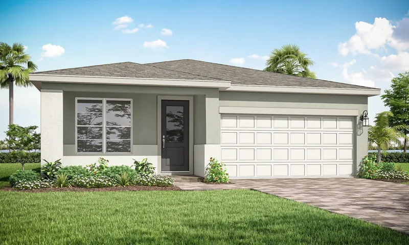 Stock photos represent builder's floorplan