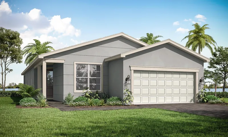 Stock photos represent builder's floorplan