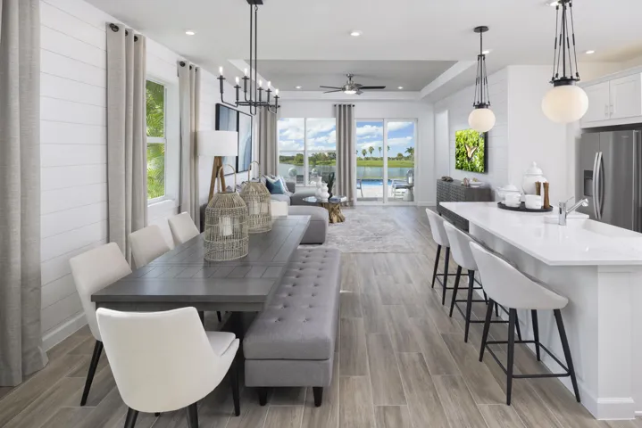 Stock photos represent builder's floorplan