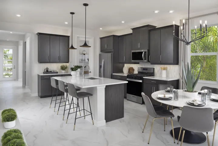 Stock photos represent builder's floorplan
