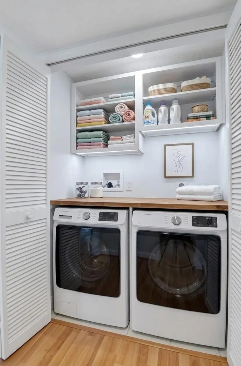 Virtually imagined laundry closet.