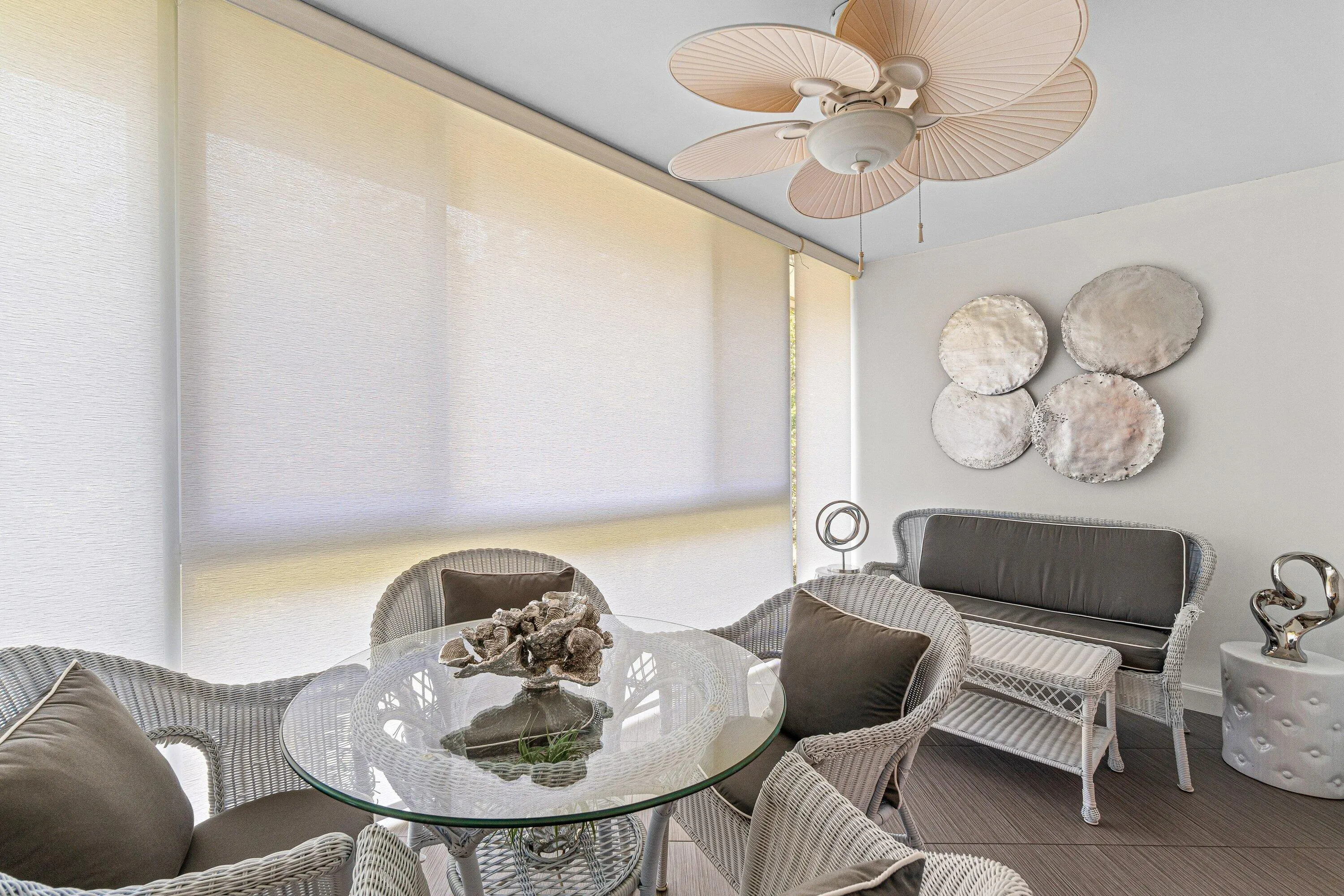 Balcony with French doors & solar shades