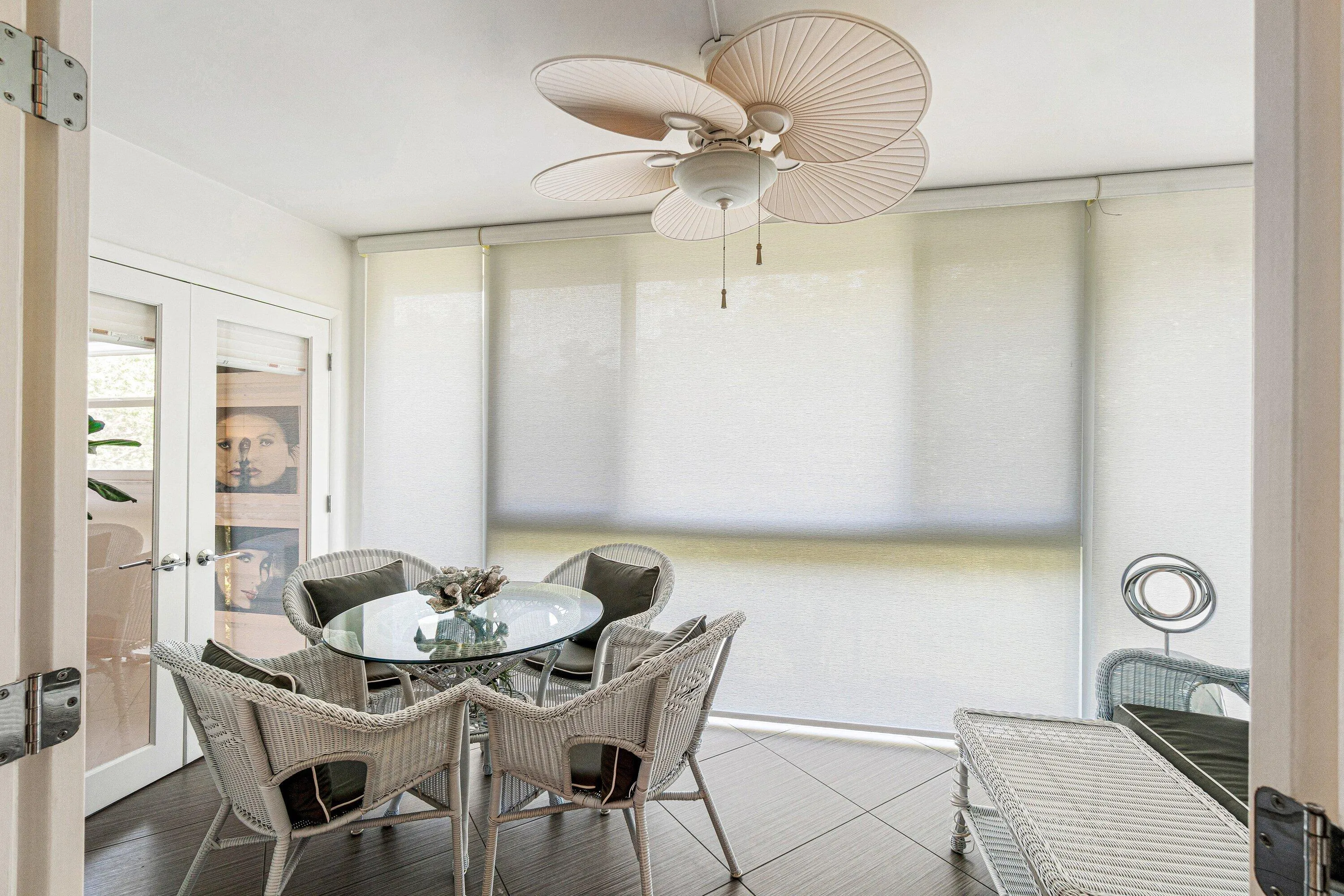 Balcony with solar shades