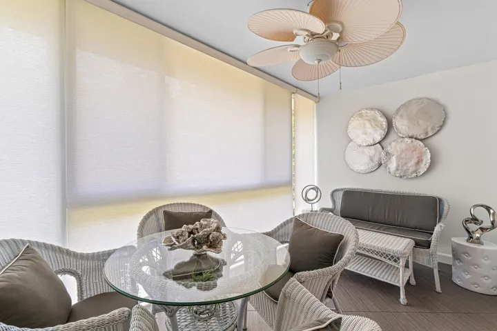 Balcony with French doors & solar shades