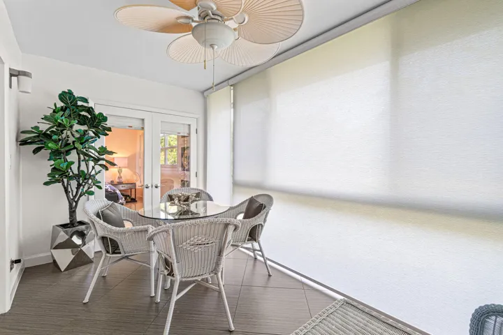 Balcony with French doors & solar shades