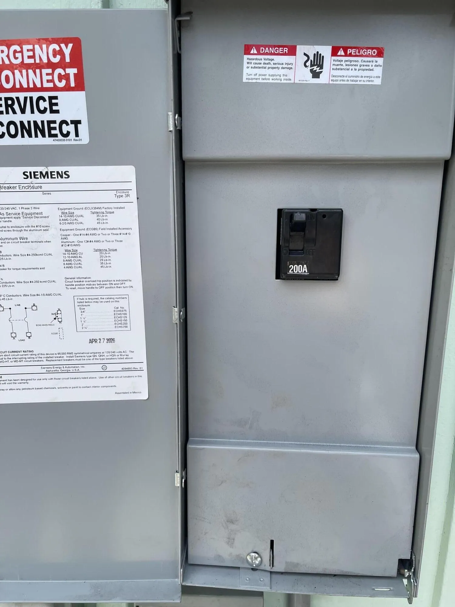 Recent Electrical Upgrade to 200 Amps