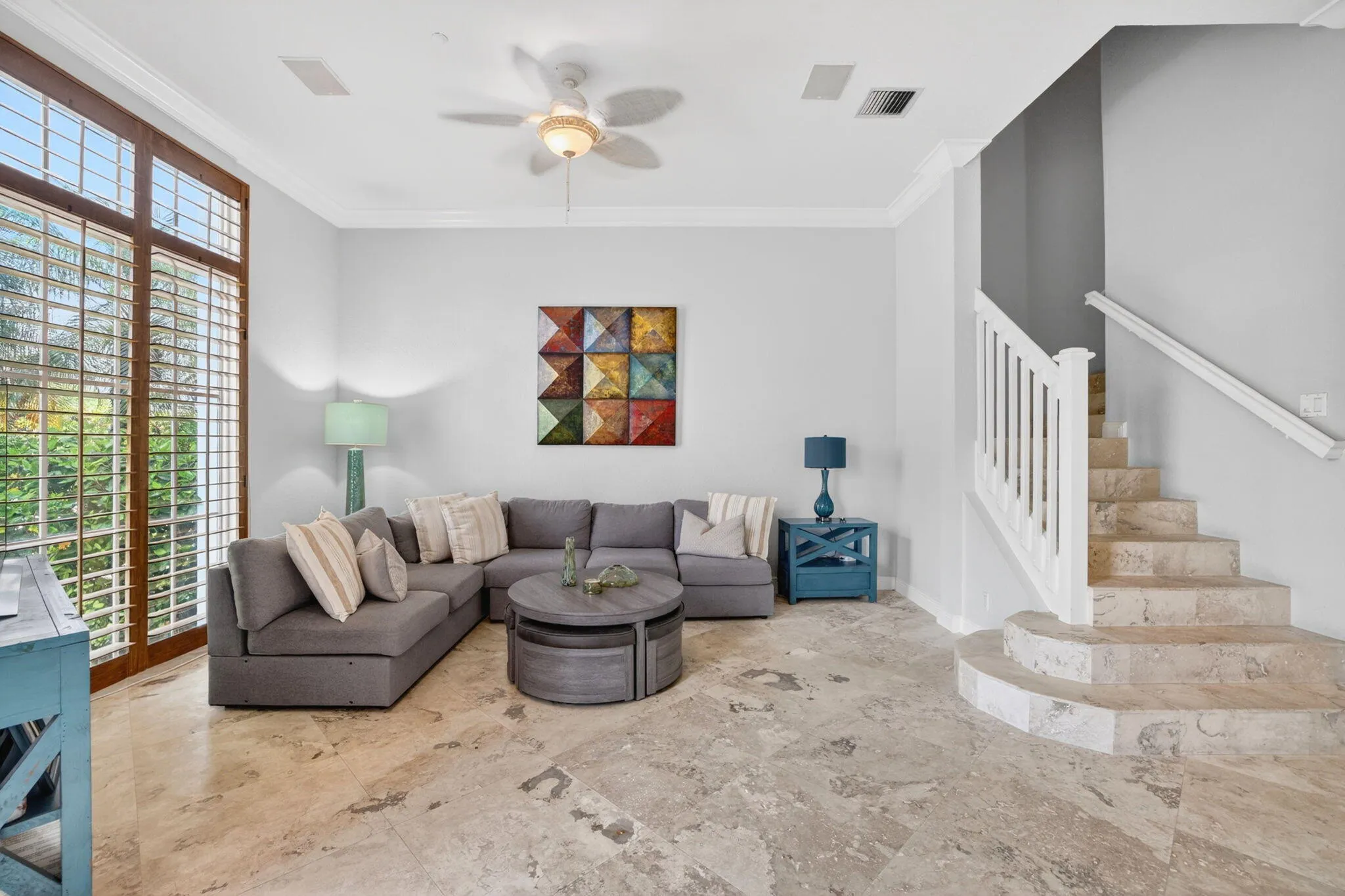 Family Room with Plantaion Shutters