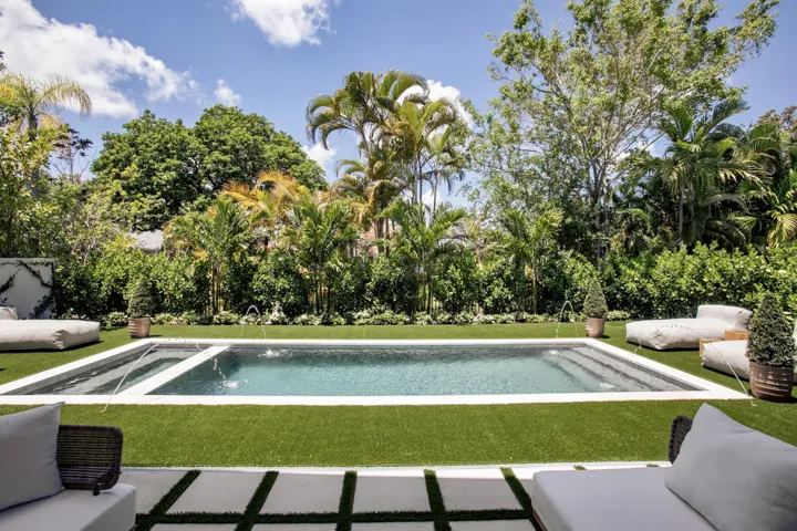 VIEW FROM KITCHEN TO BACKYARD OASIS