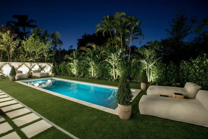EVENING VIEW OF BACKYARD OASIS