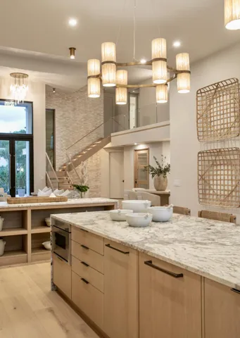 EVENING VIEW KITCHEN TO LIVING