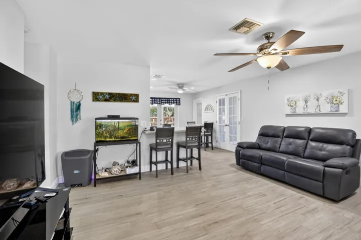 Living Room with Kitchen Counter View