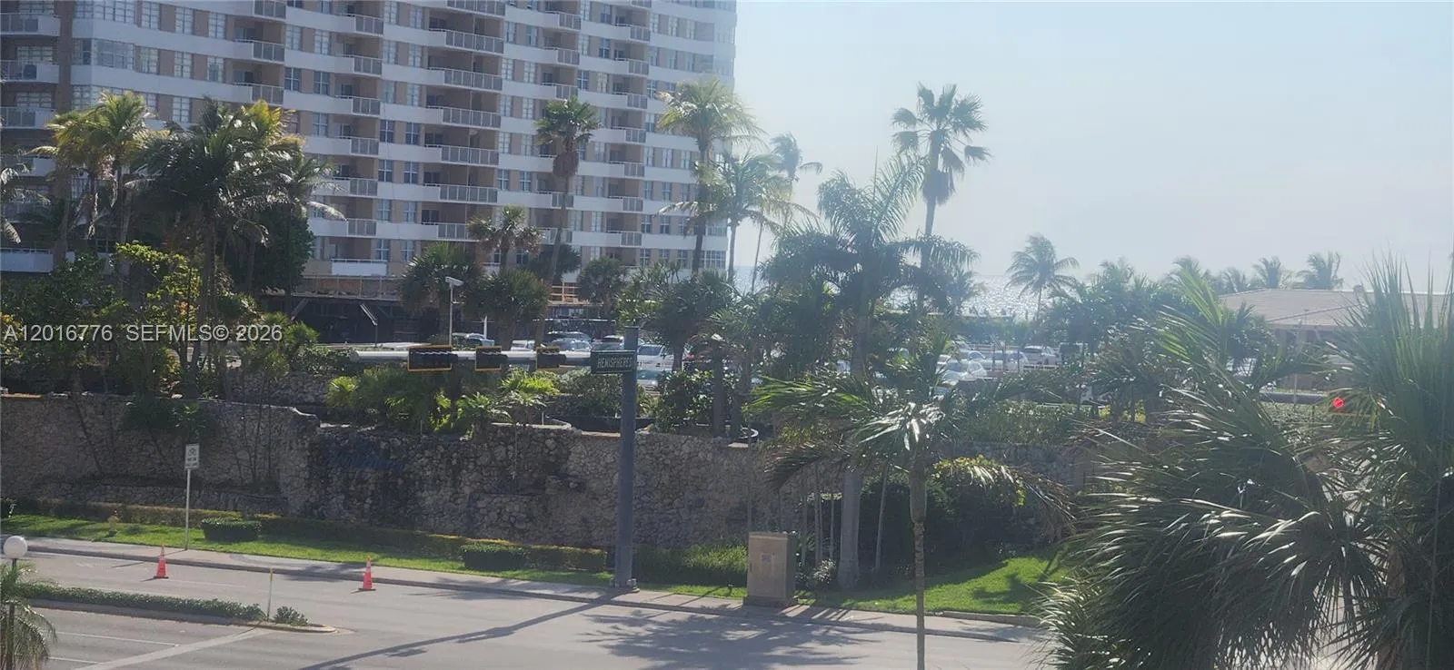 Pleasant garden view with a soft ocean glimpse beyond