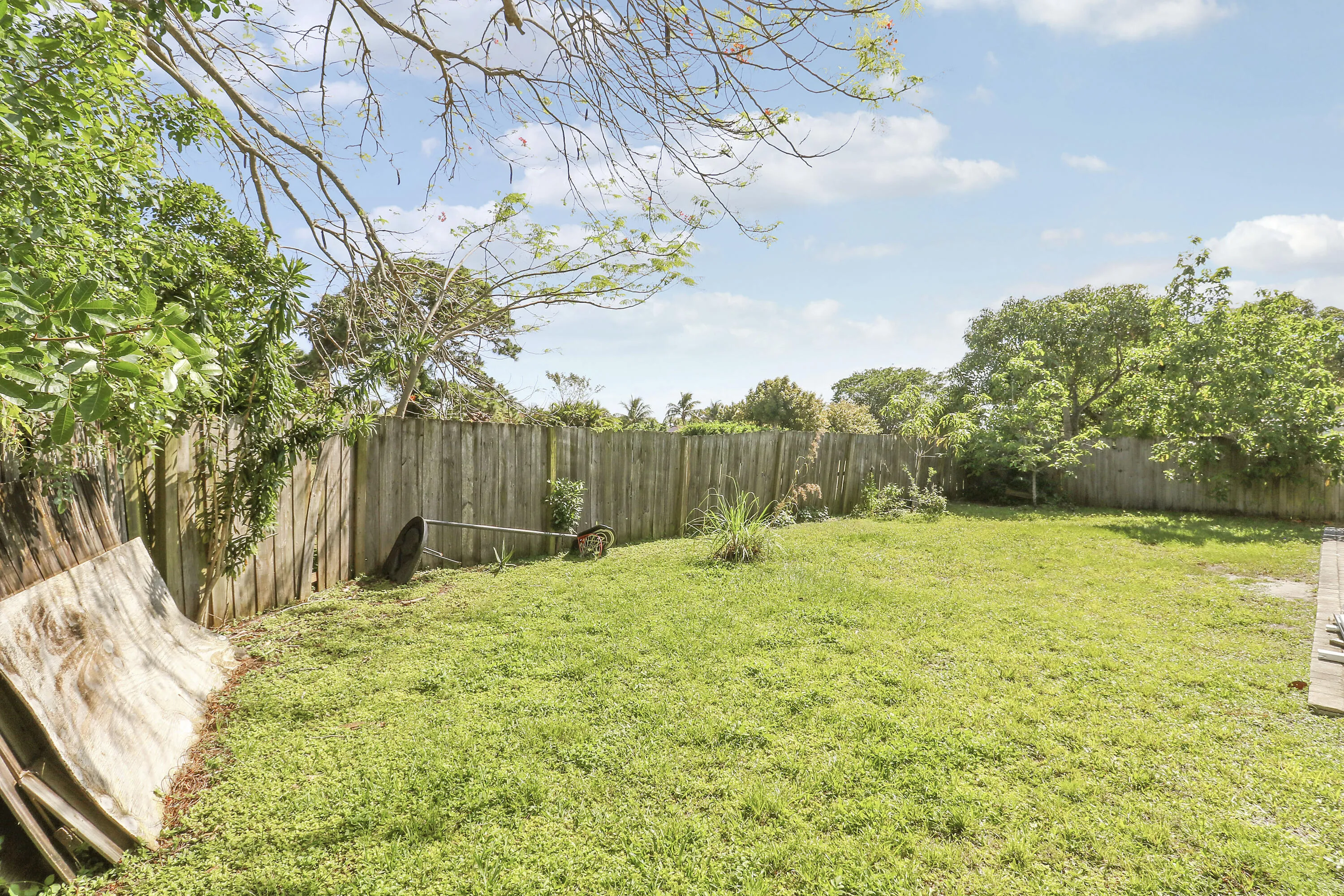 fenced in backyard
