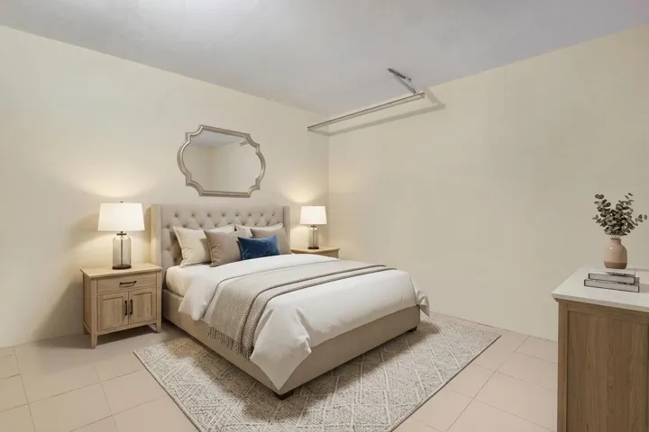 4th bedroom in garage. Digitally staged