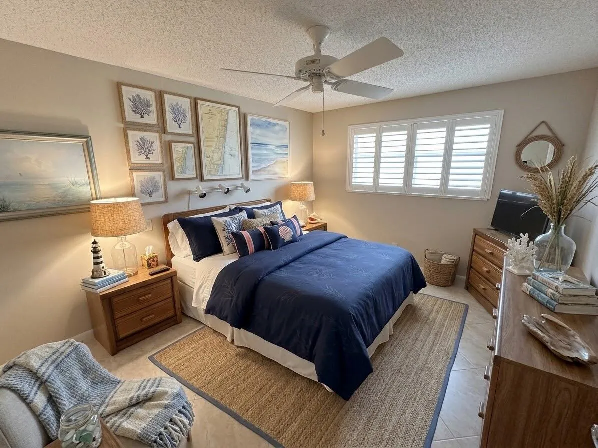 Master bedroom w/ AI generated decor