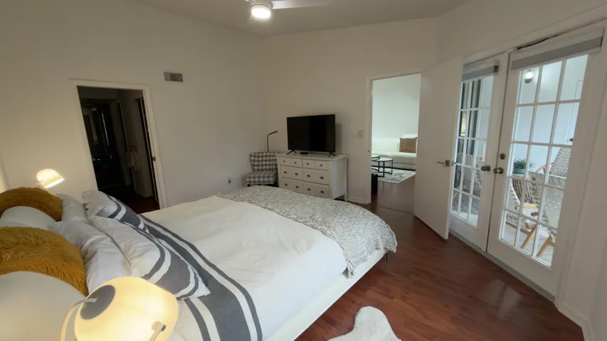 Master bedroom French door view