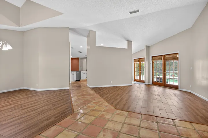 Large open concept living and dining area.