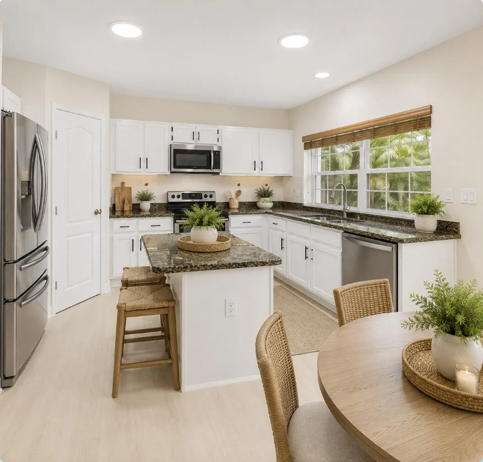 Virtually staged photo. Furniture and décor are digitally added for illustrative purposes only and are not included with the home.