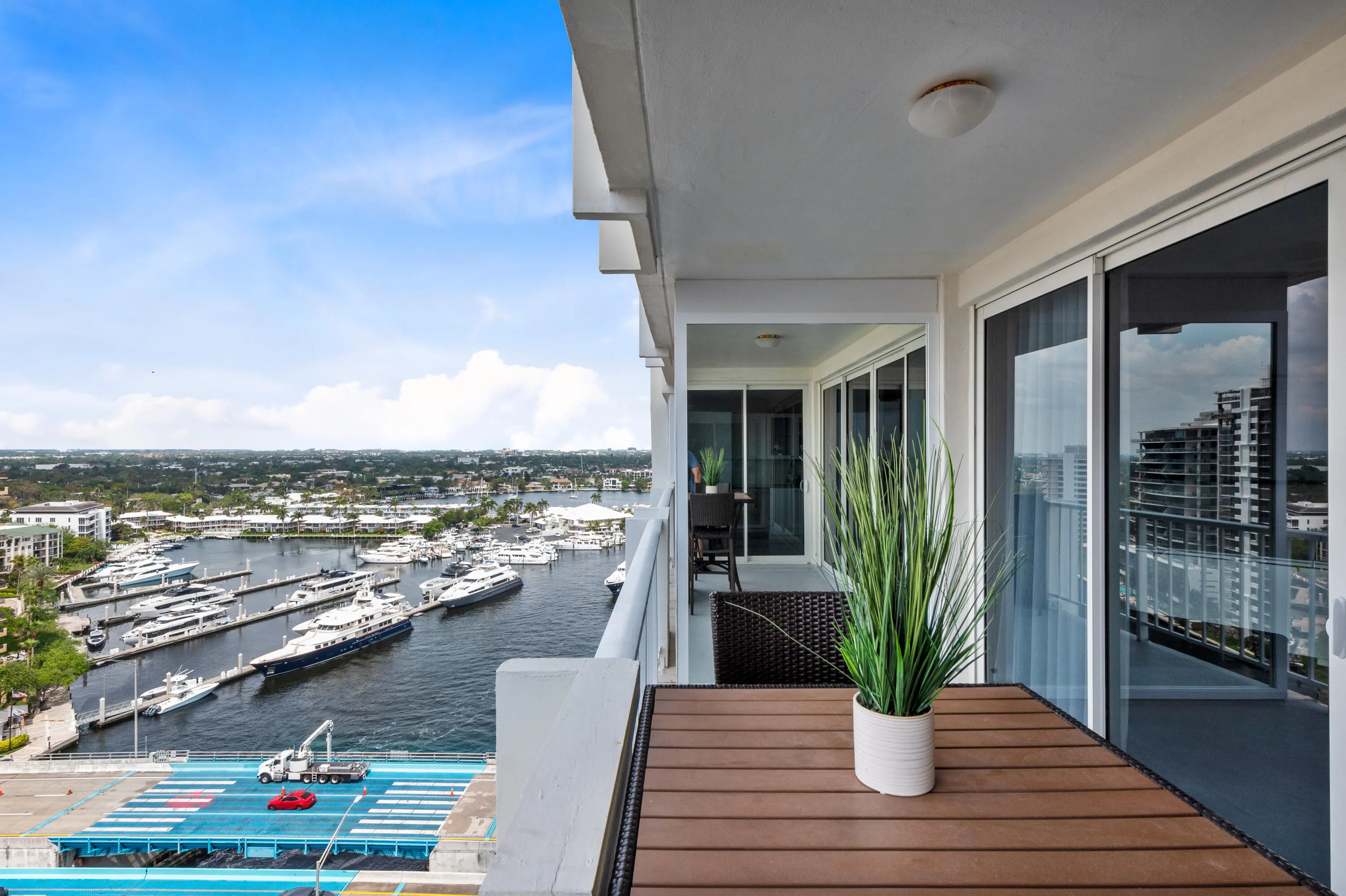 Balcony and view to north and Marina