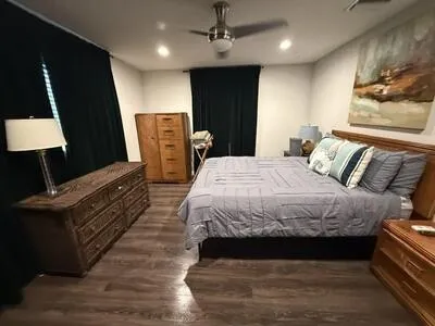 New paint and remote controlled ceiling fan.