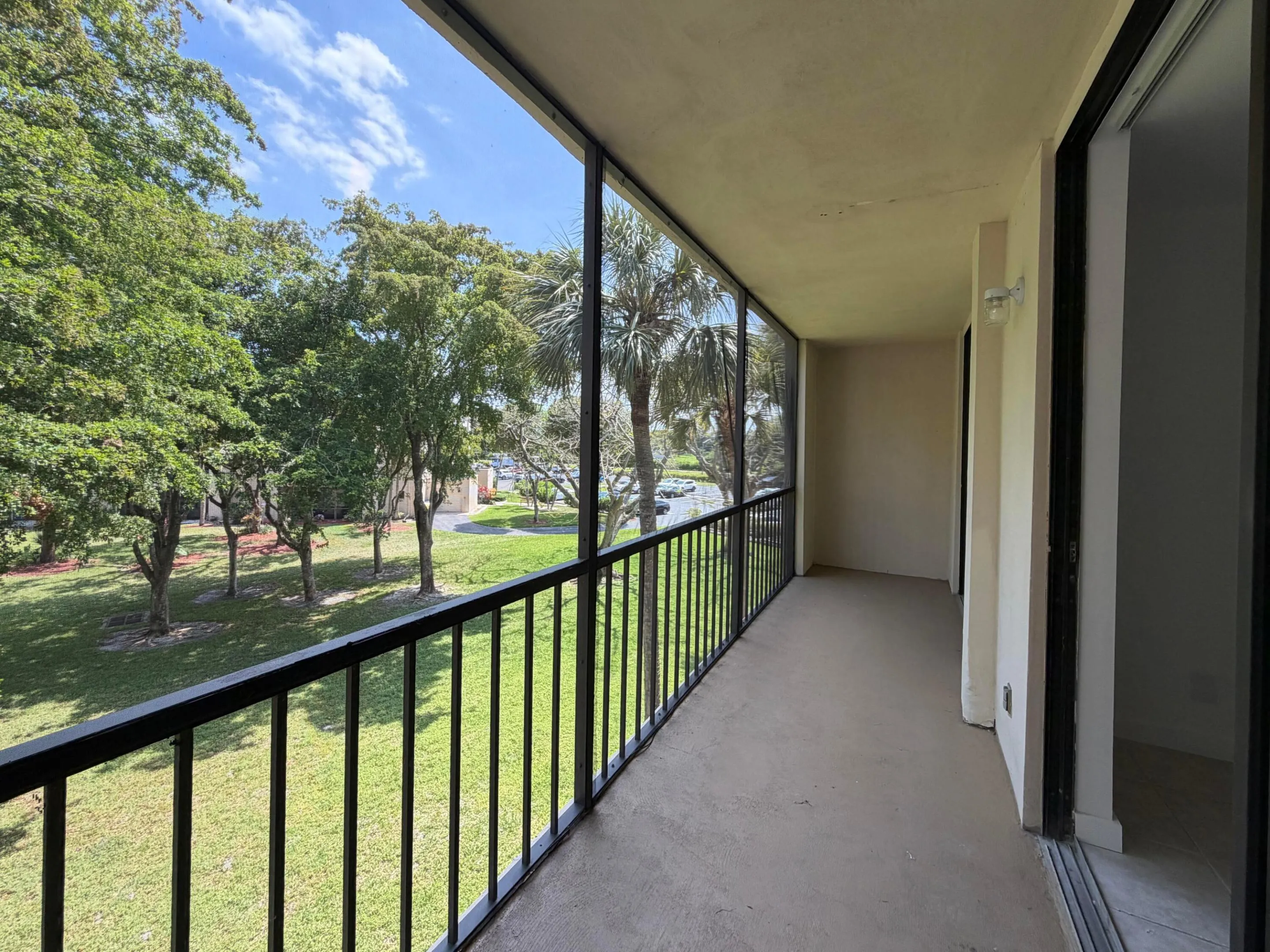 Balcony is accessible from living area and primary bedroom