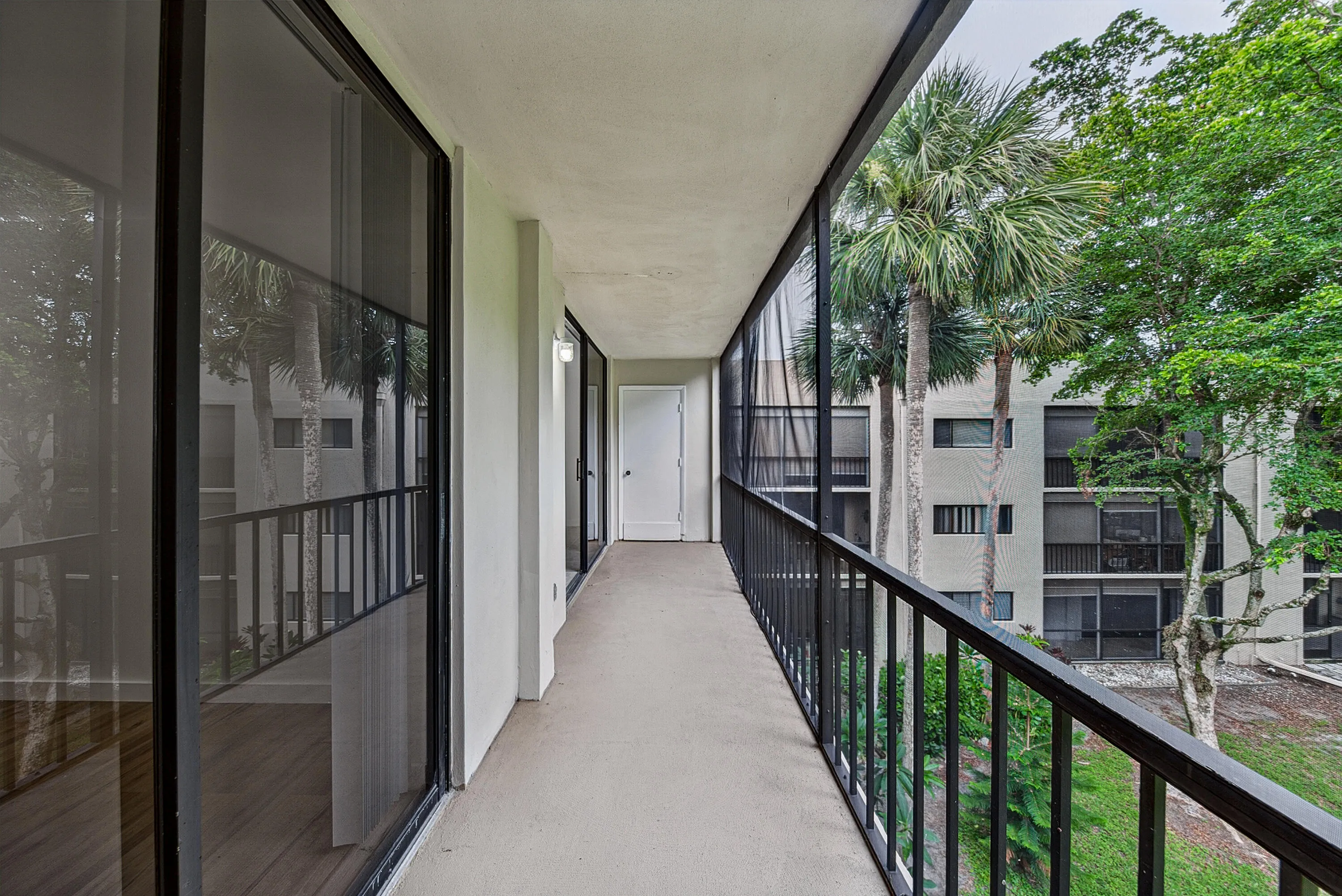 Balcony is accessible from living area and primary bedroom