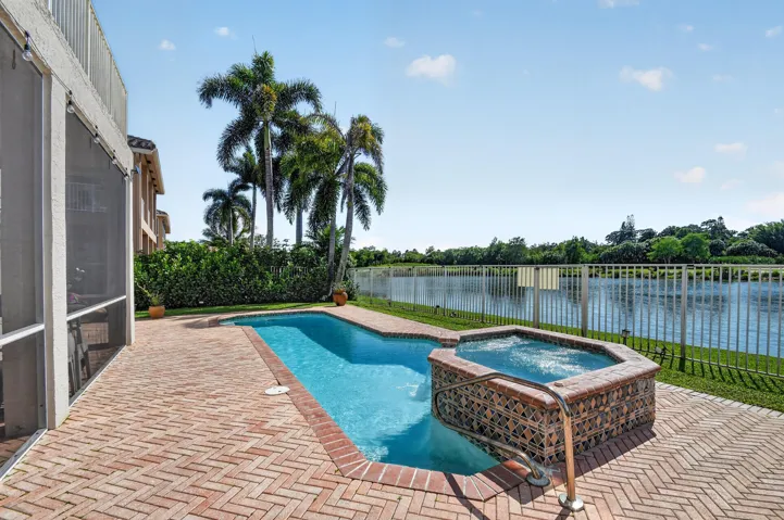 Pool with lake view