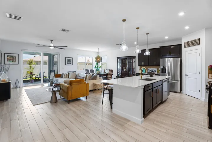 Kitchen, dining, and Living room