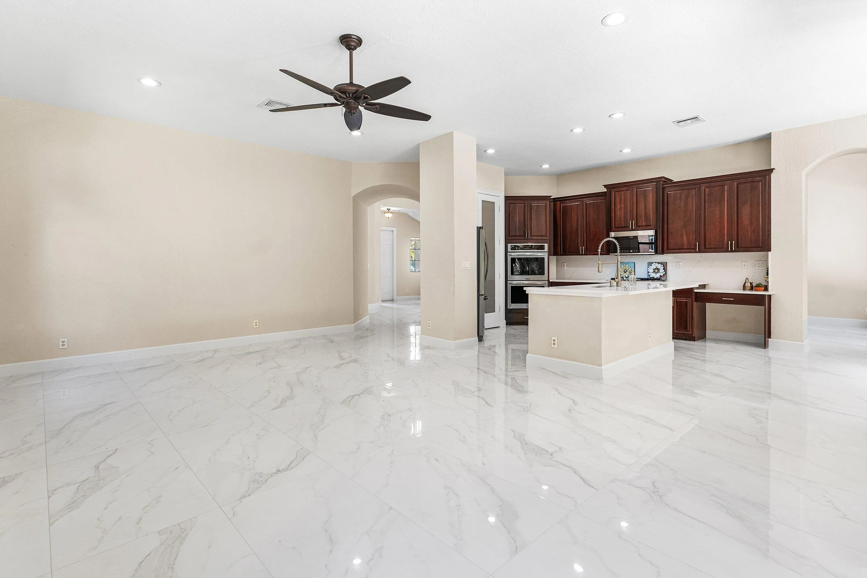 Family room is open to the kitchen