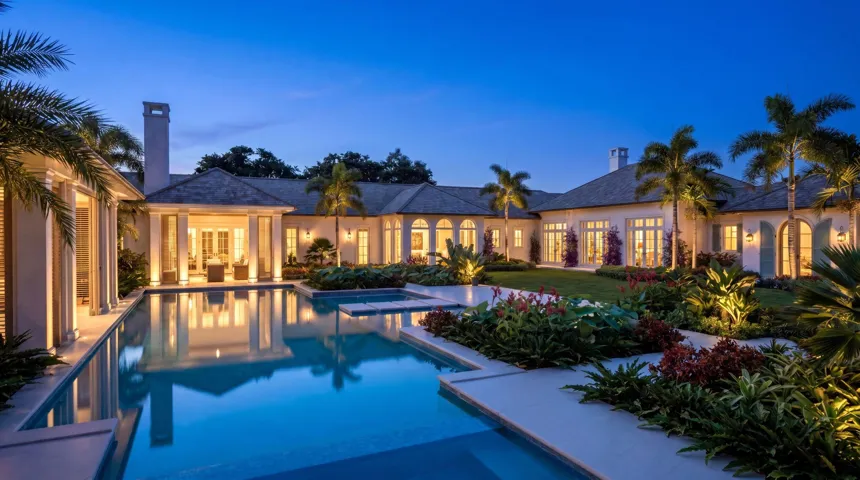 Pool and house