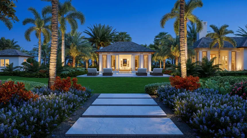 View from the front foyer to the pool.