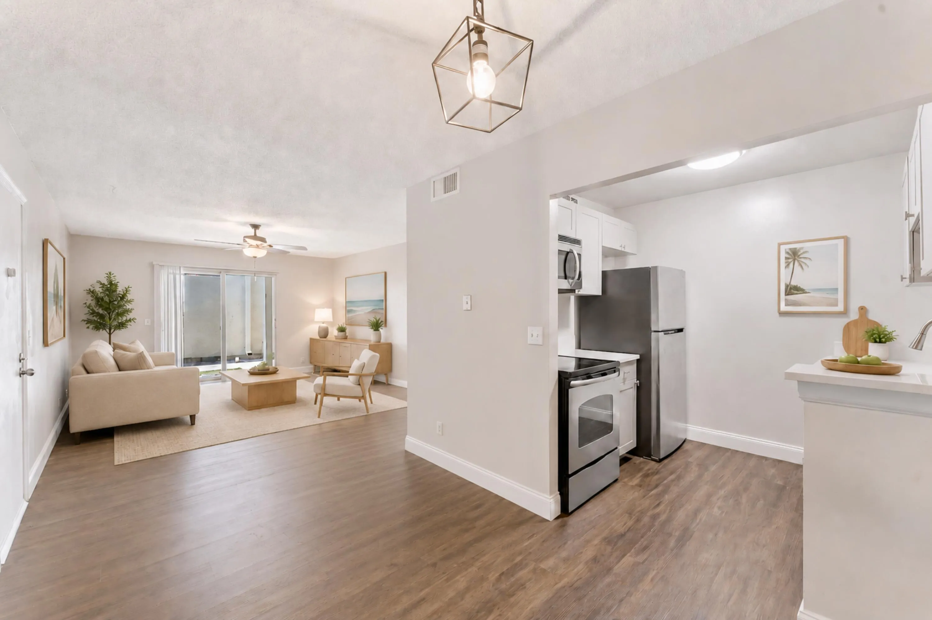 Staged Living & Kitchen Area