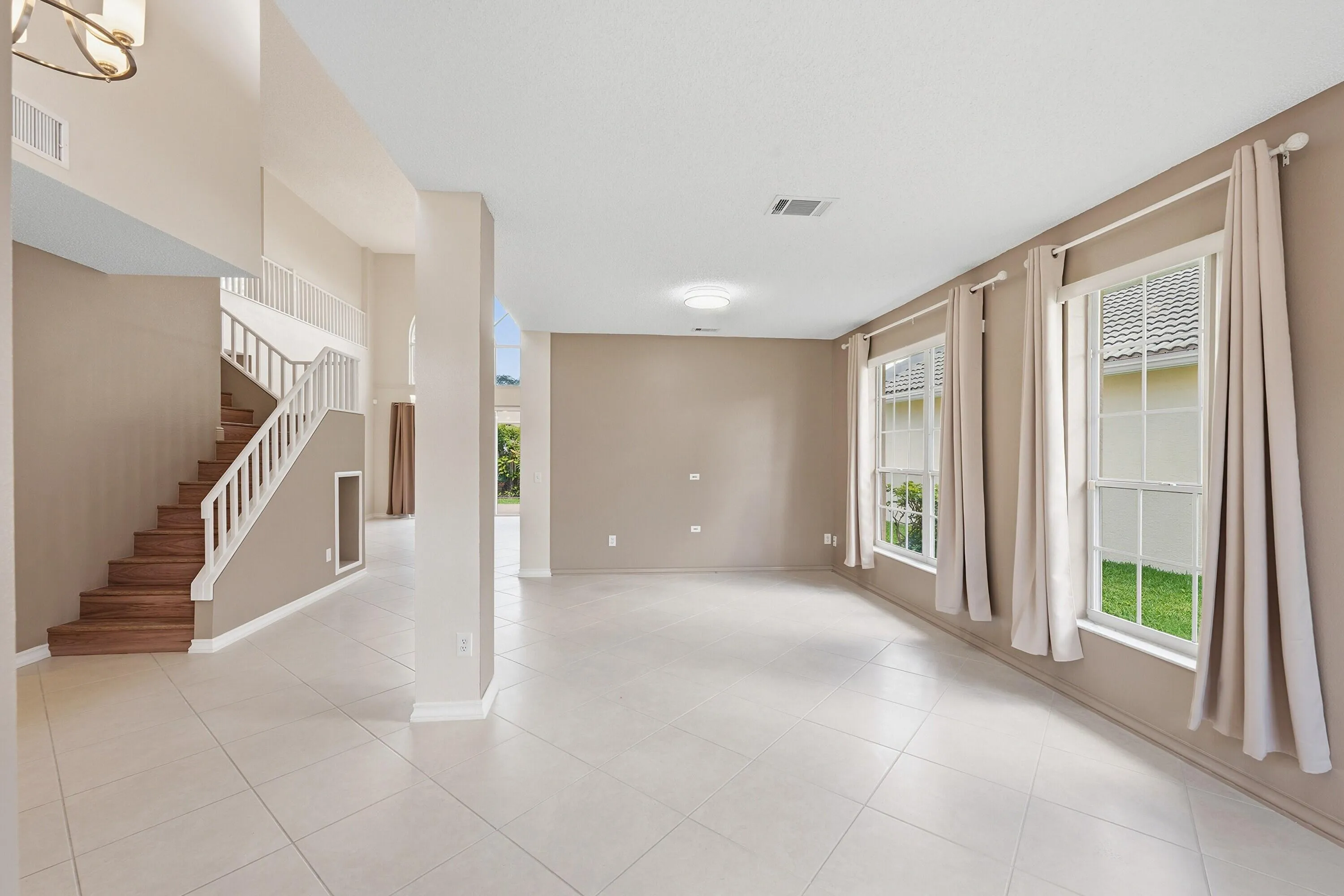 Large living and dining room.