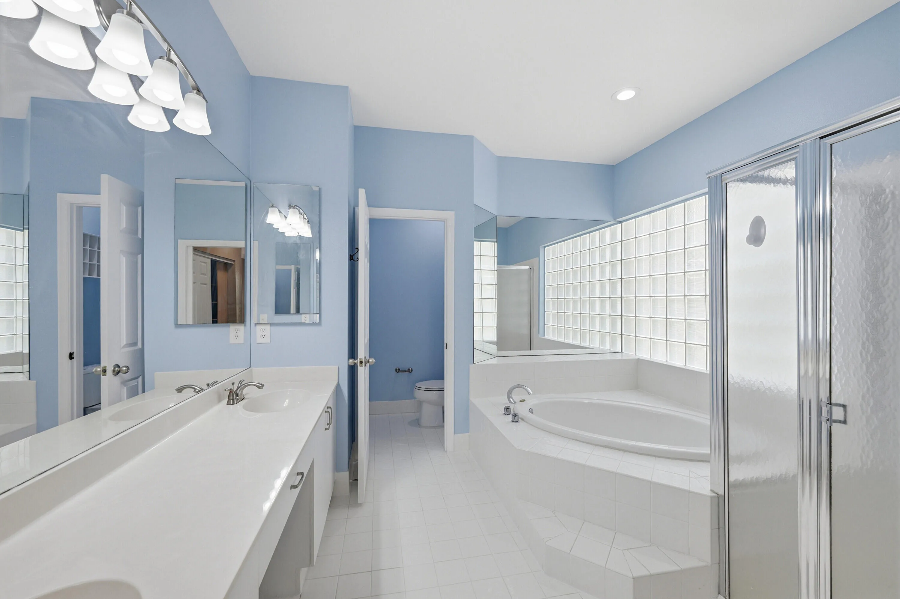 Ground floor master bath. Dual vanities