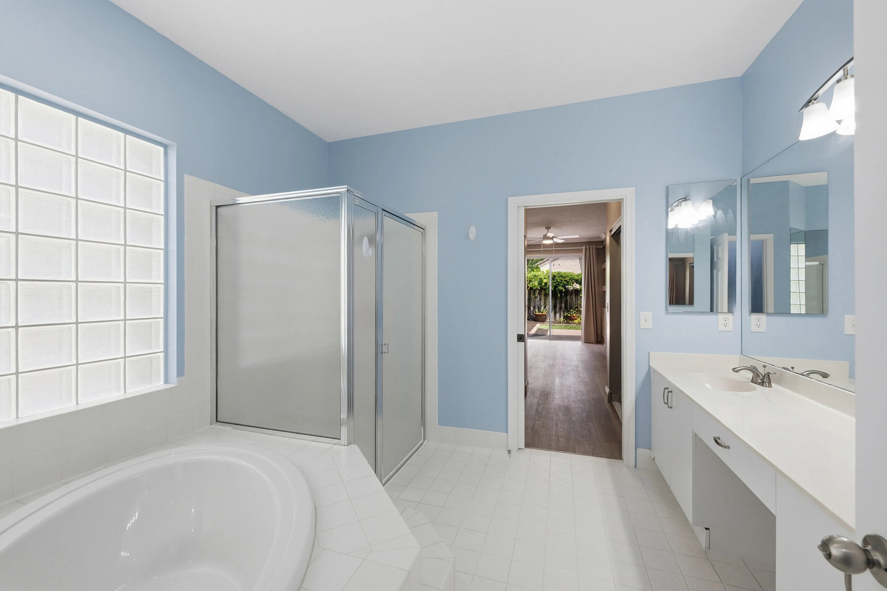 Separate tub and shower