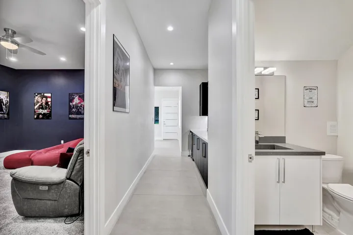 Theater room to half bath