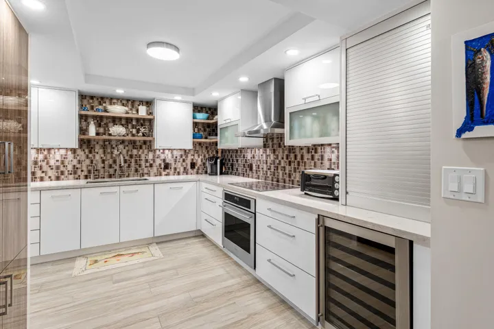 Enjoy an induction cooktop plus a wine cooler.