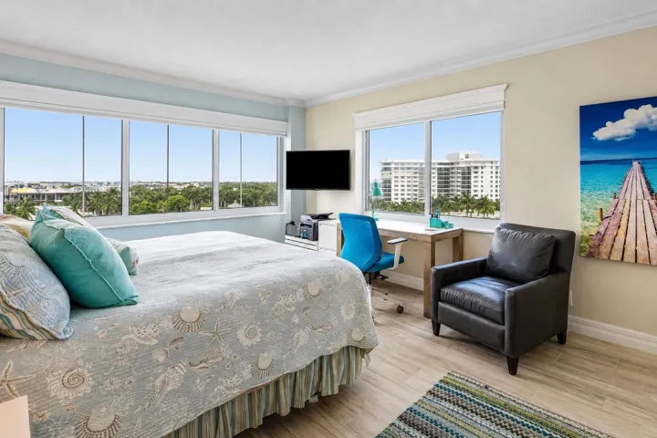 Guest suite with sweeping water views.
