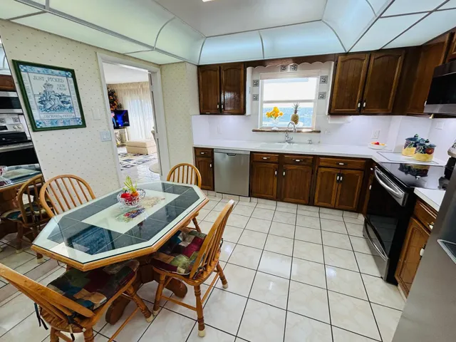Large bright kitchen with window