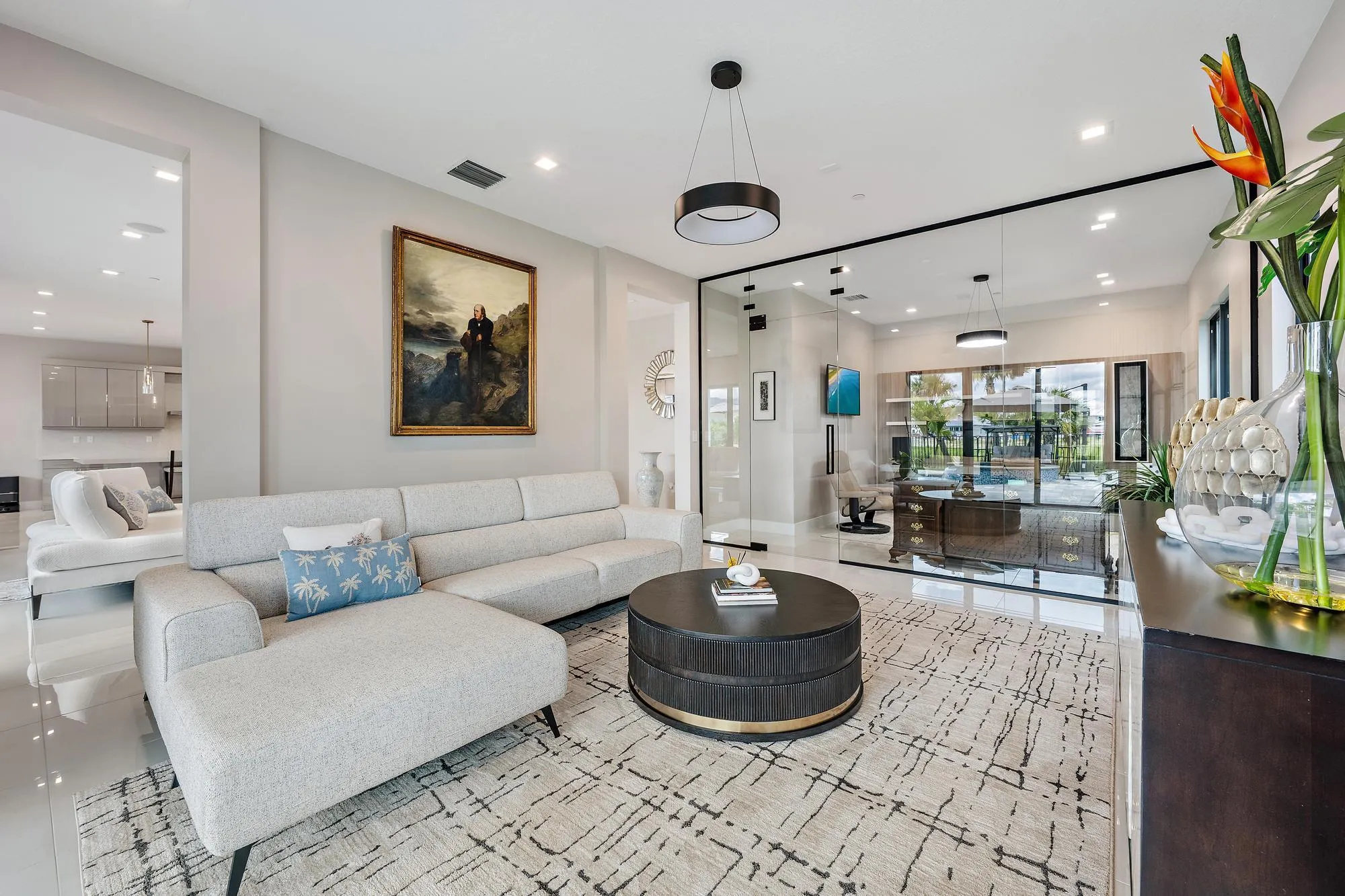 Sitting room near the home office and great room.