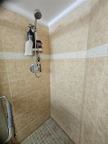 Large Walk-in Shower with Glass doors and Shower Spray Hose