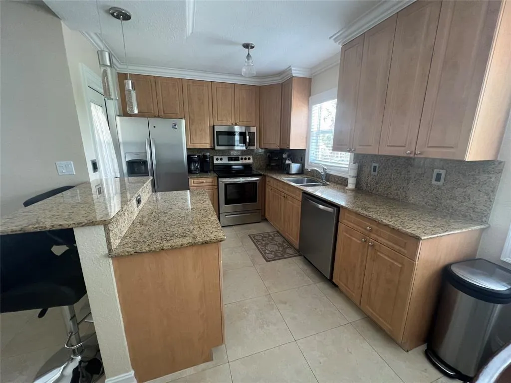 Kitchen is stocked with everything you need.