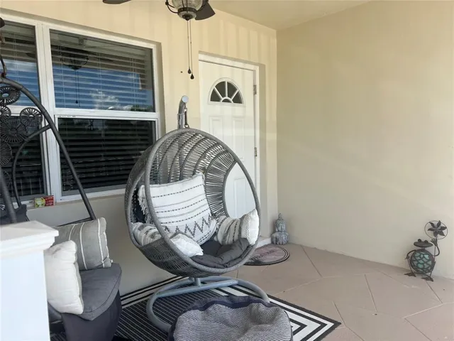 The other front door leads to the living area.